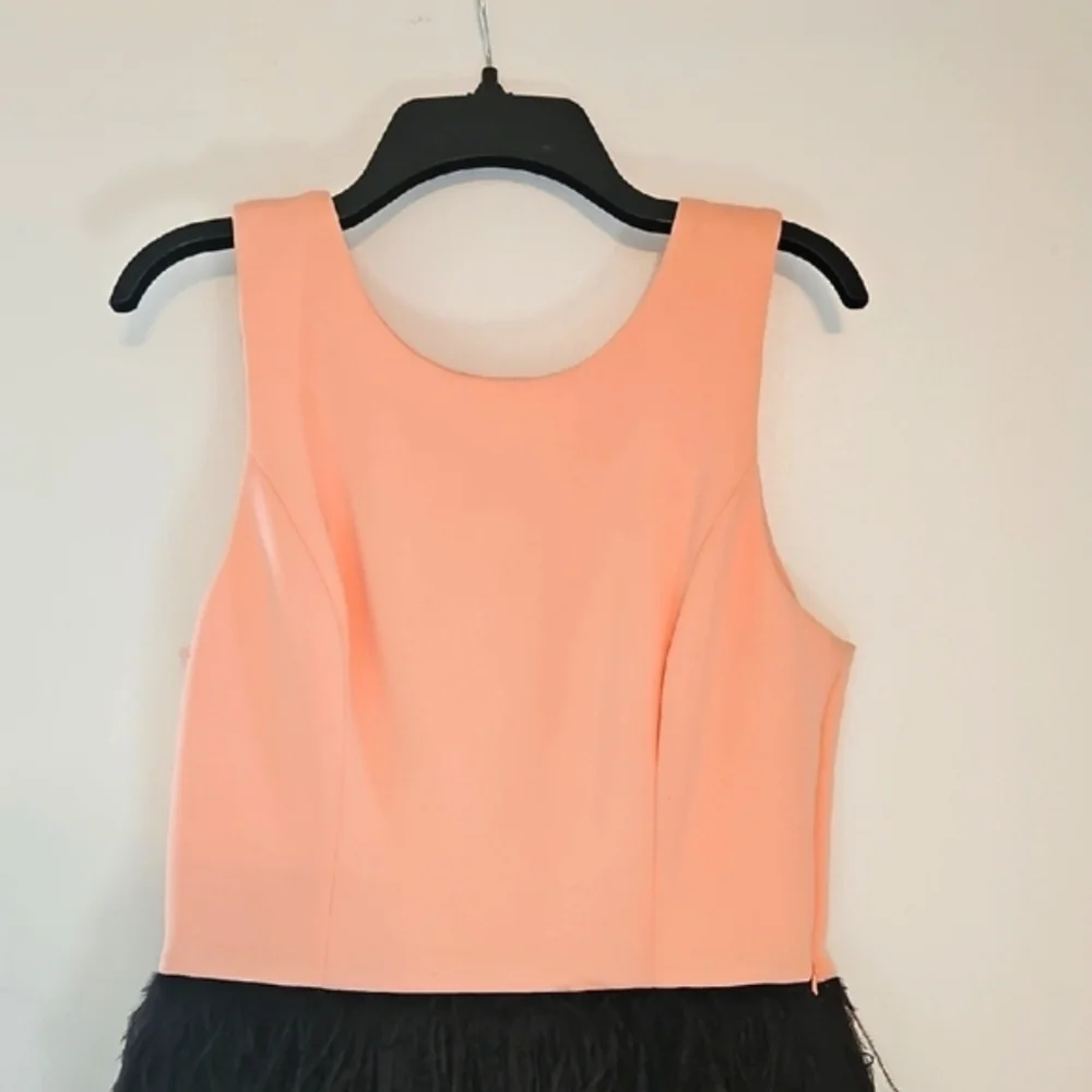MAIA Peach and Black Dress With Feathers Size 8 - Picture 6 of 16